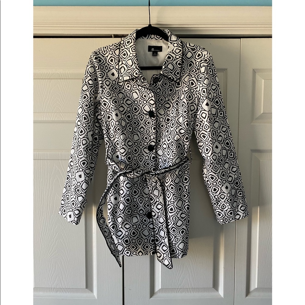 Fun Geometric Patterned Light Pea Coat - image 1